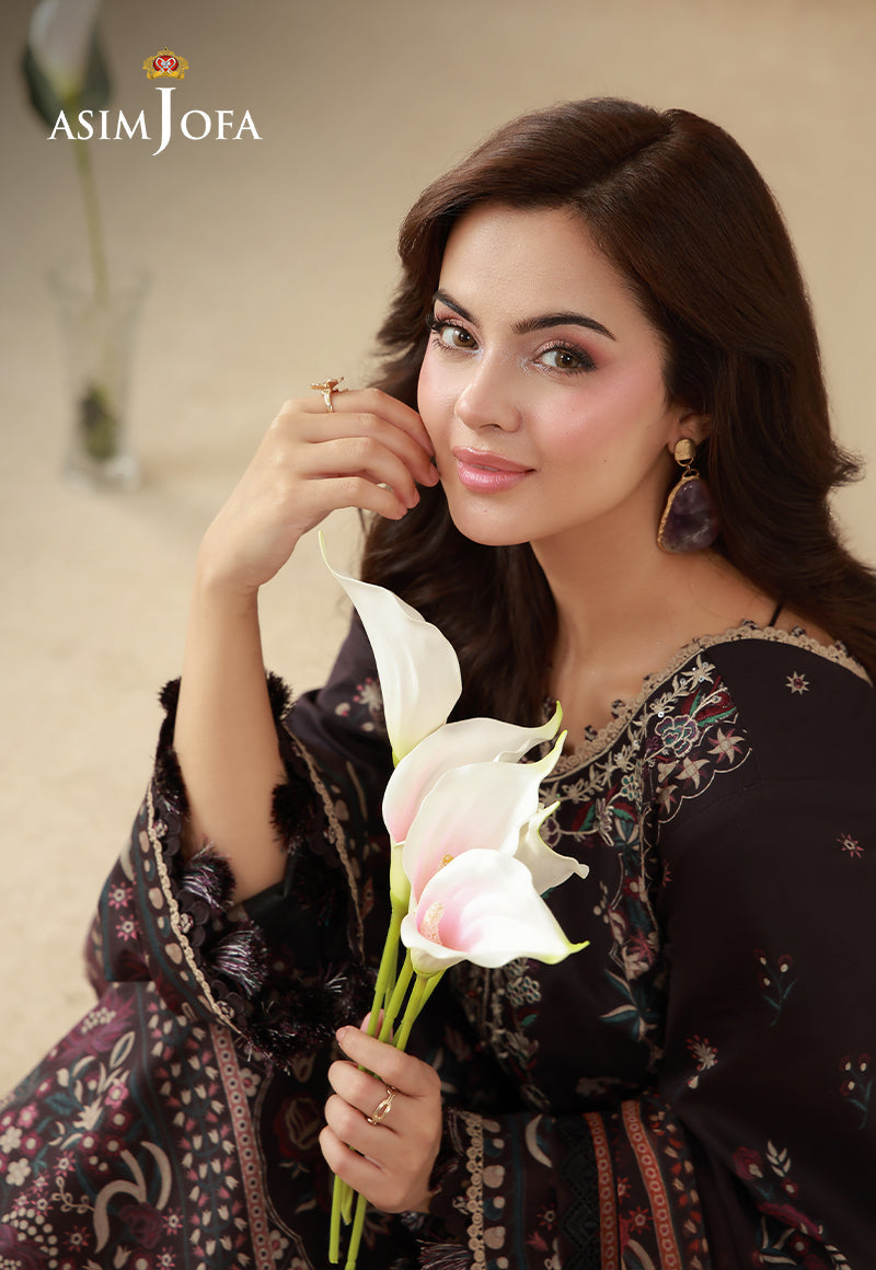 AJUBEP-06 Printed Embroidered Cambric Unstitched 3 Pcs