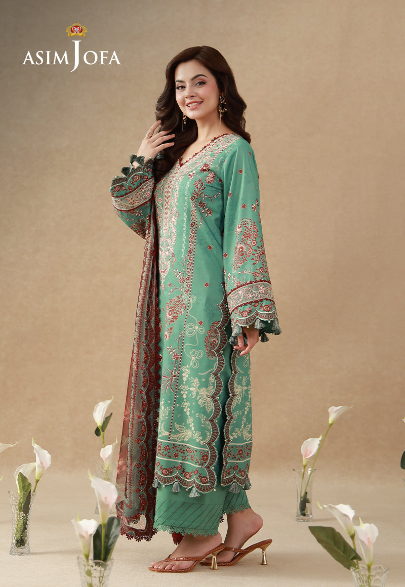 AJUBEP-05 Printed Embroidered Cambric Unstitched 3 Pcs
