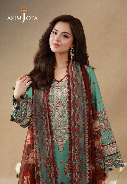 AJUBEP-05 Printed Embroidered Cambric Unstitched 3 Pcs