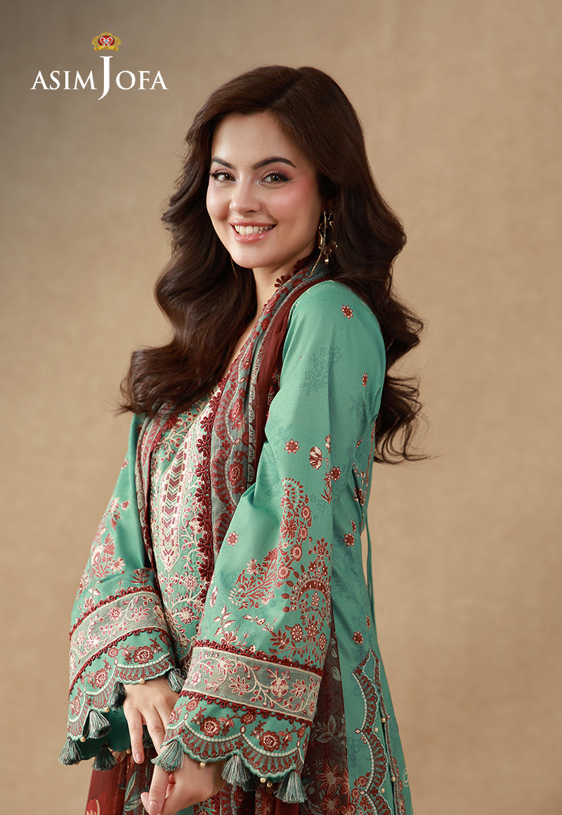 AJUBEP-05 Printed Embroidered Cambric Unstitched 3 Pcs