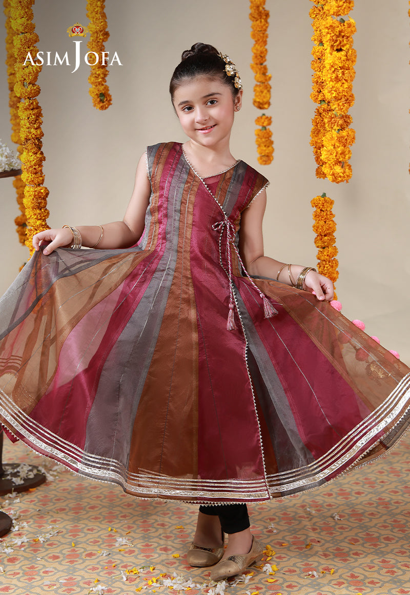AJKL-05 Organza Yarn Dyed Stitched 1 Pc
