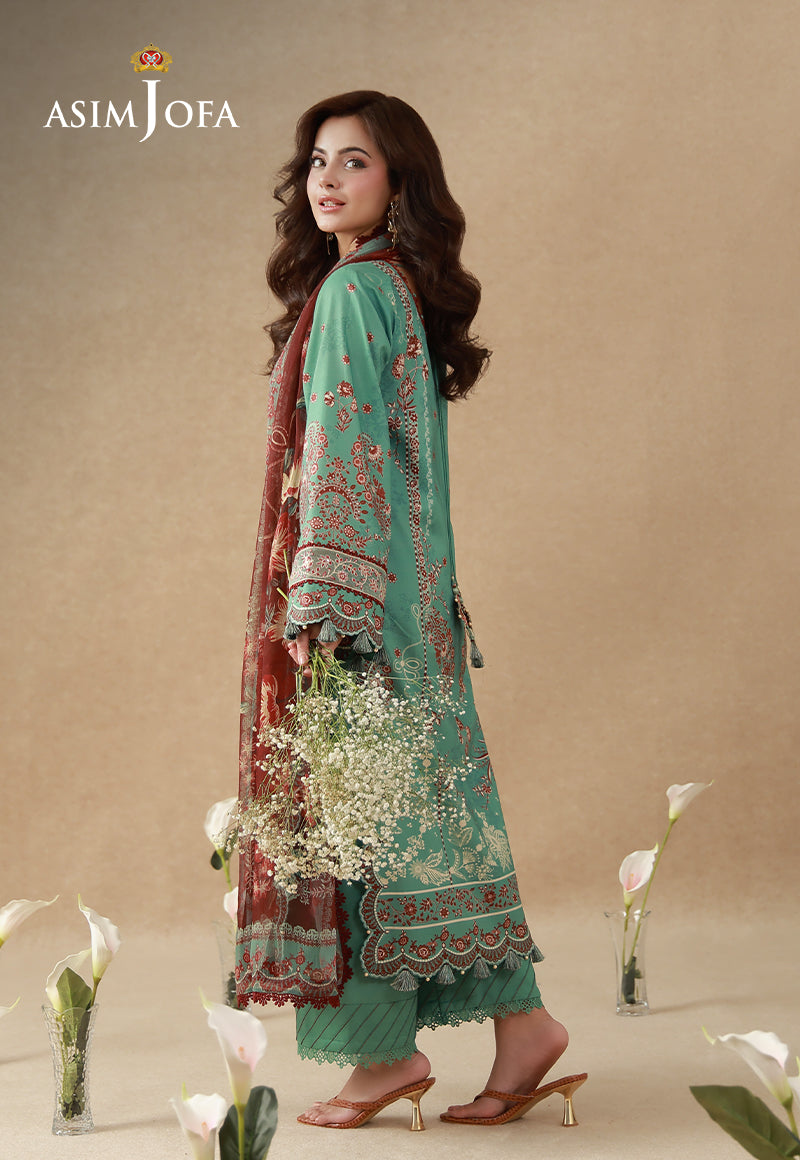 AJUBEP-05 Printed Embroidered Cambric Unstitched 3 Pcs