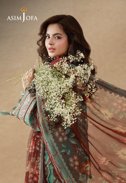AJUBEP-05 Printed Embroidered Cambric Unstitched 3 Pcs