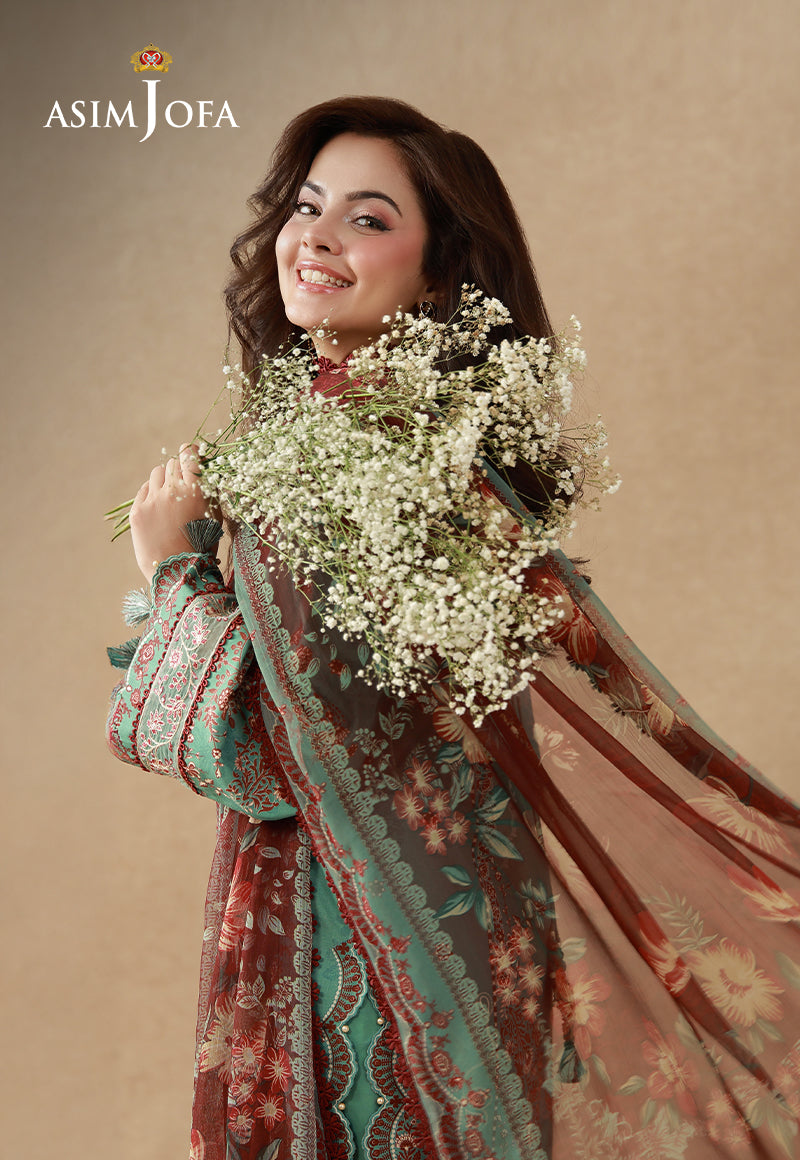 AJUBEP-05 Printed Embroidered Cambric Unstitched 3 Pcs