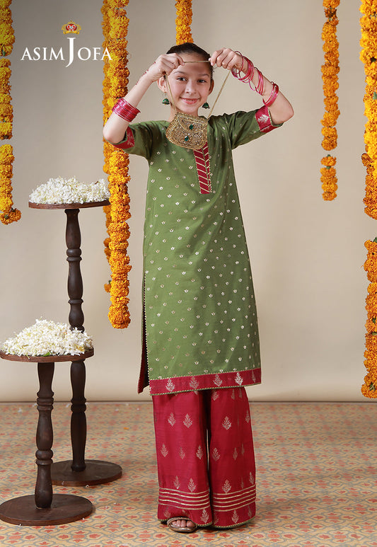 AJKL-11 Lurex Jacquard Stitched 2 Pcs