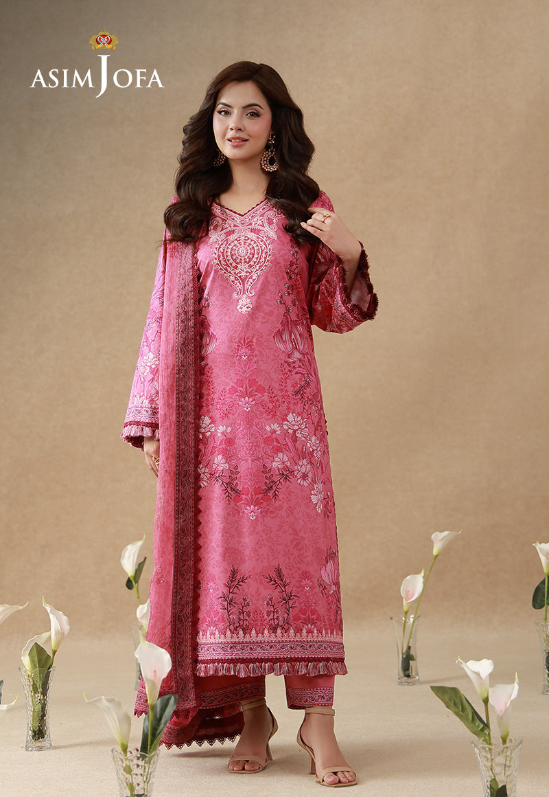 AJUBEP-02 Printed Embroidered Cambric Unstitched 3 Pcs