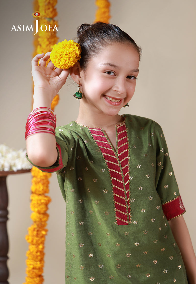 AJKL-11 Lurex Jacquard Stitched 2 Pcs