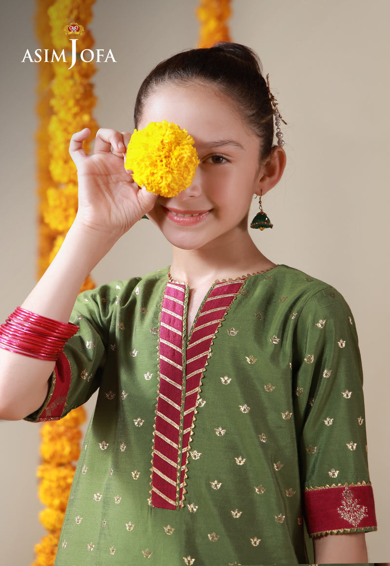 AJKL-11 Lurex Jacquard Stitched 2 Pcs