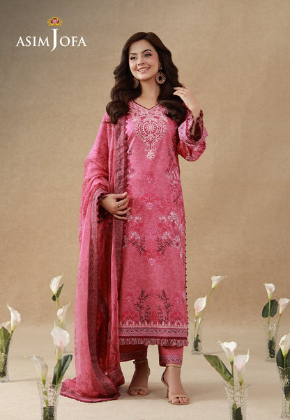 AJUBEP-02 Printed Embroidered Cambric Unstitched 3 Pcs