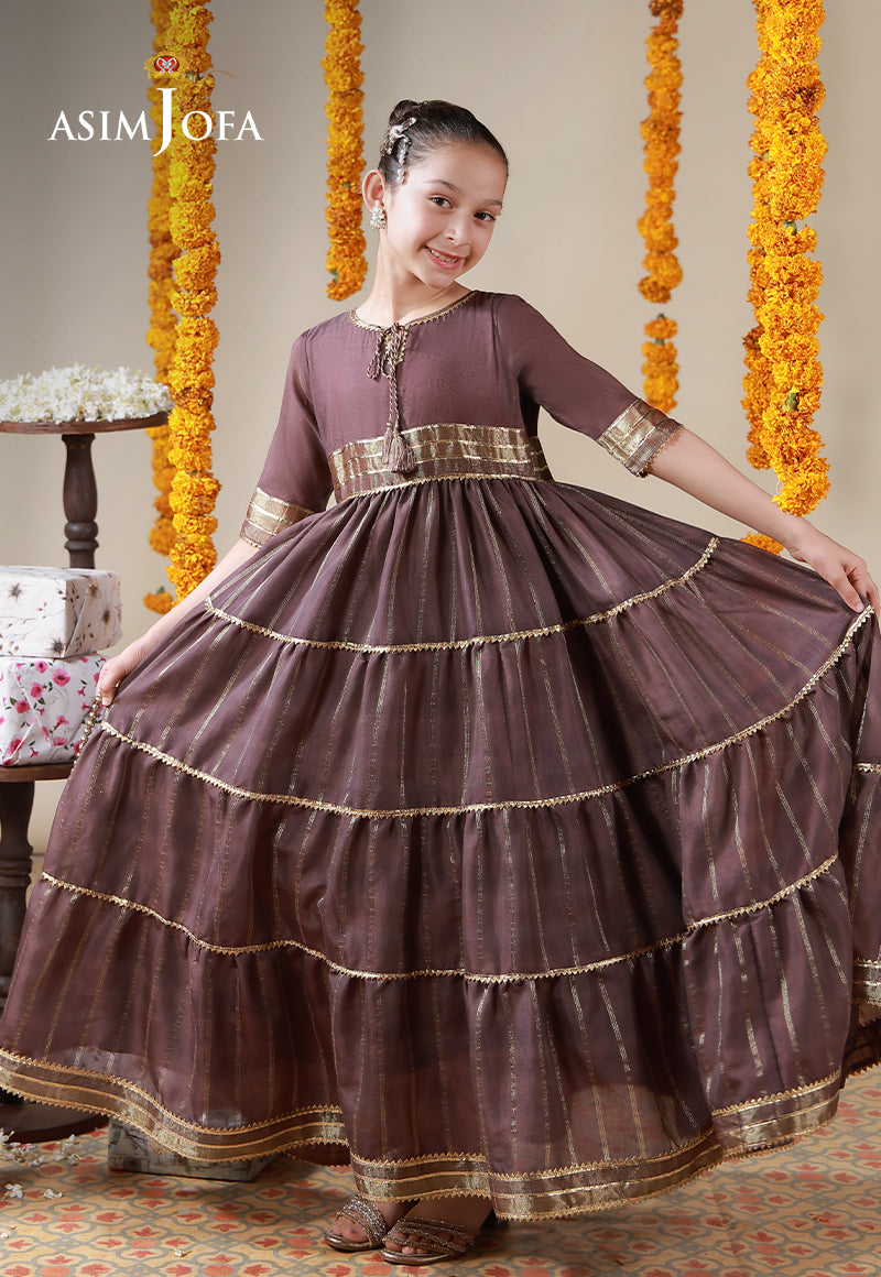 AJKL-06 Zari Lines Yarn Dyed Stitched 1 Pc