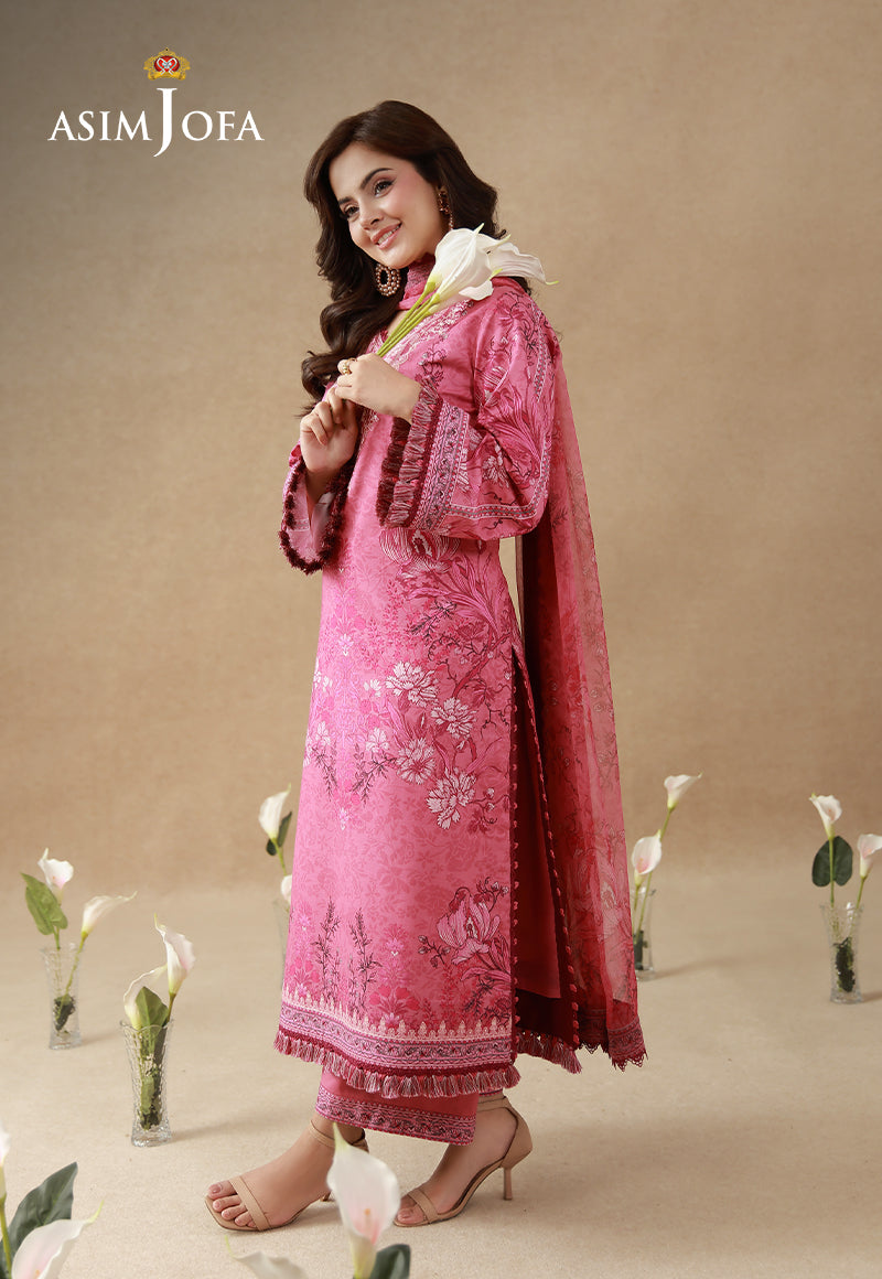 AJUBEP-02 Printed Embroidered Cambric Unstitched 3 Pcs