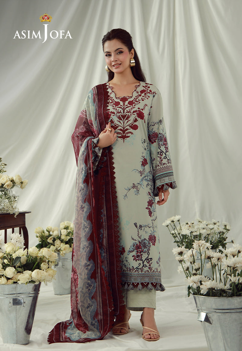 AJUBEP-03 Printed Embroidered Cambric Unstitched 3 Pcs