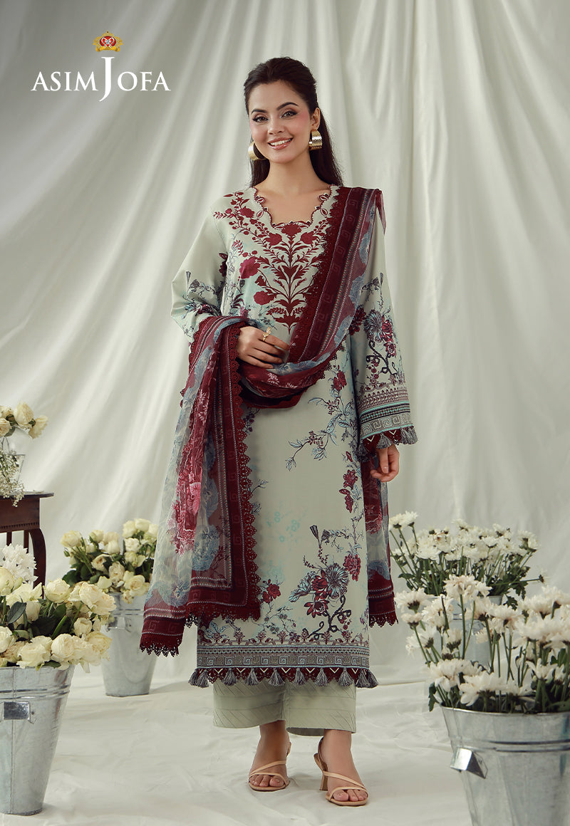 AJUBEP-03 Printed Embroidered Cambric Unstitched 3 Pcs