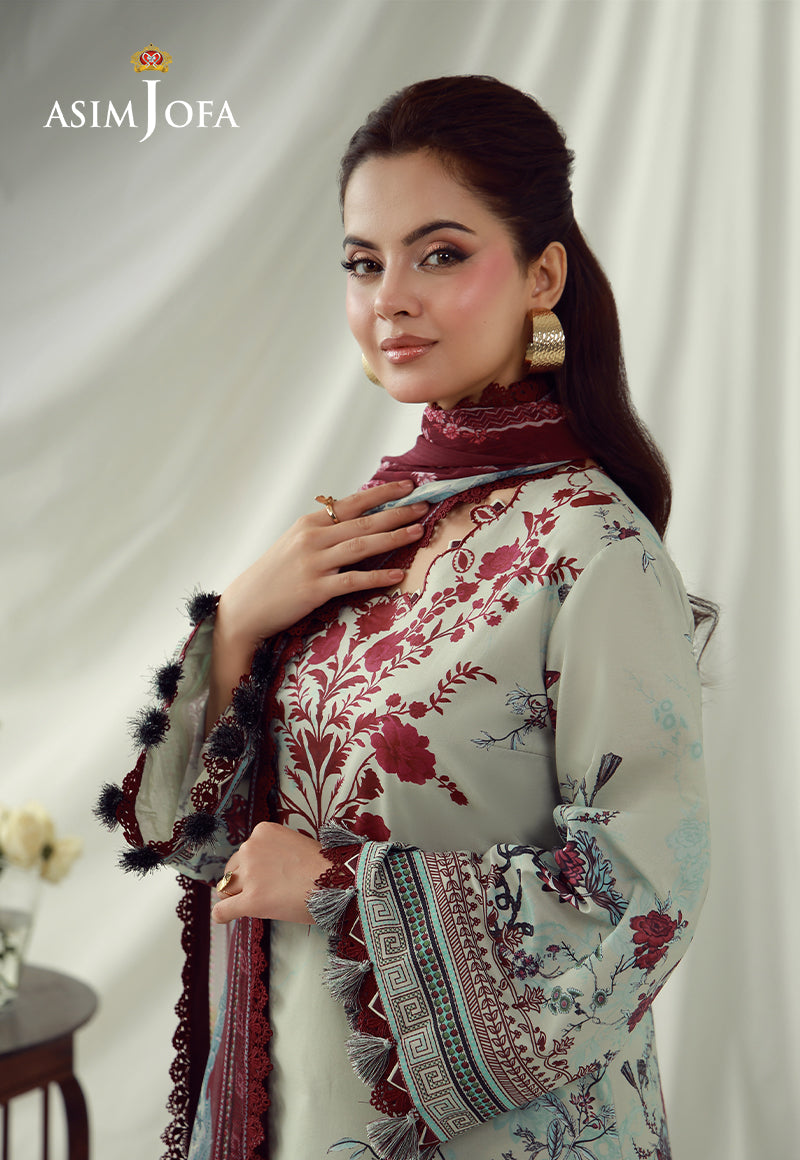 AJUBEP-03 Printed Embroidered Cambric Unstitched 3 Pcs