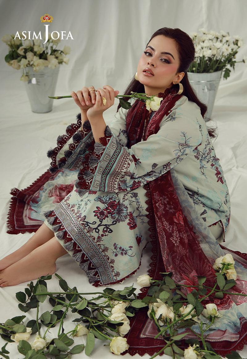 AJUBEP-03 Printed Embroidered Cambric Unstitched 3 Pcs