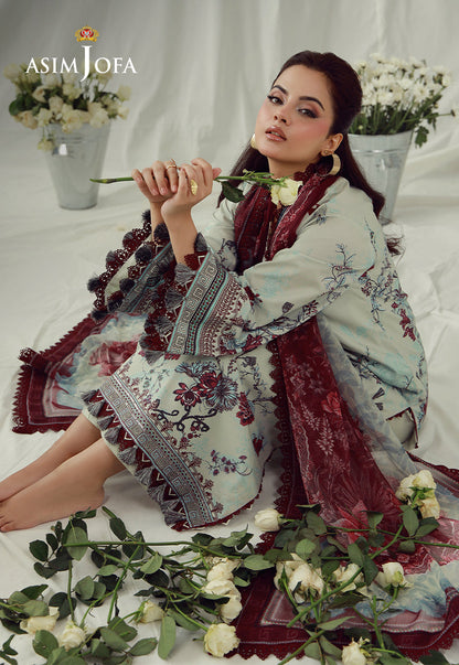 AJUBEP-03 Printed Embroidered Cambric Unstitched 3 Pcs