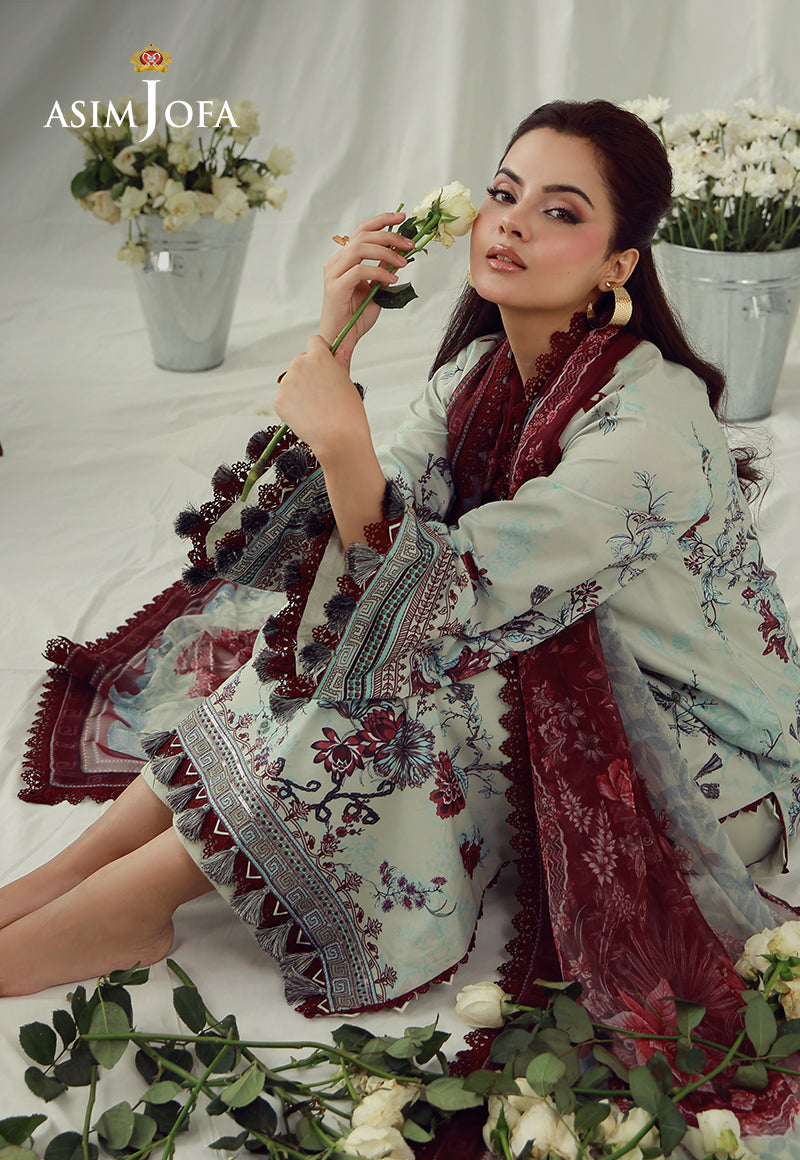 AJUBEP-03 Printed Embroidered Cambric Unstitched 3 Pcs