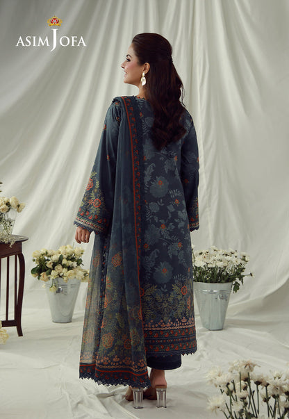 AJUBEP-01 Printed Embroidered Cambric Unstitched 3 Pcs