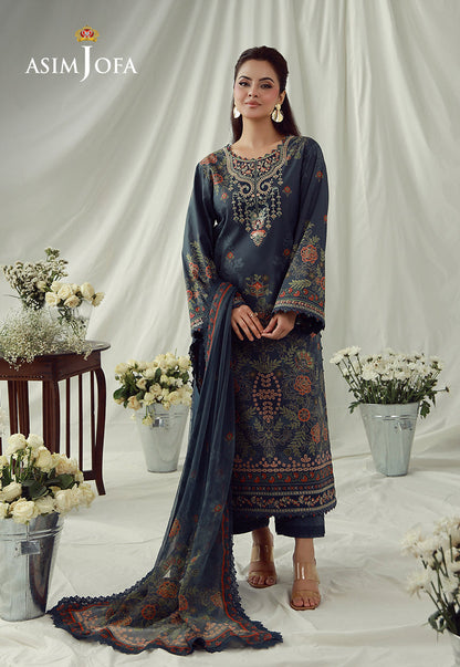 AJUBEP-01 Printed Embroidered Cambric Unstitched 3 Pcs