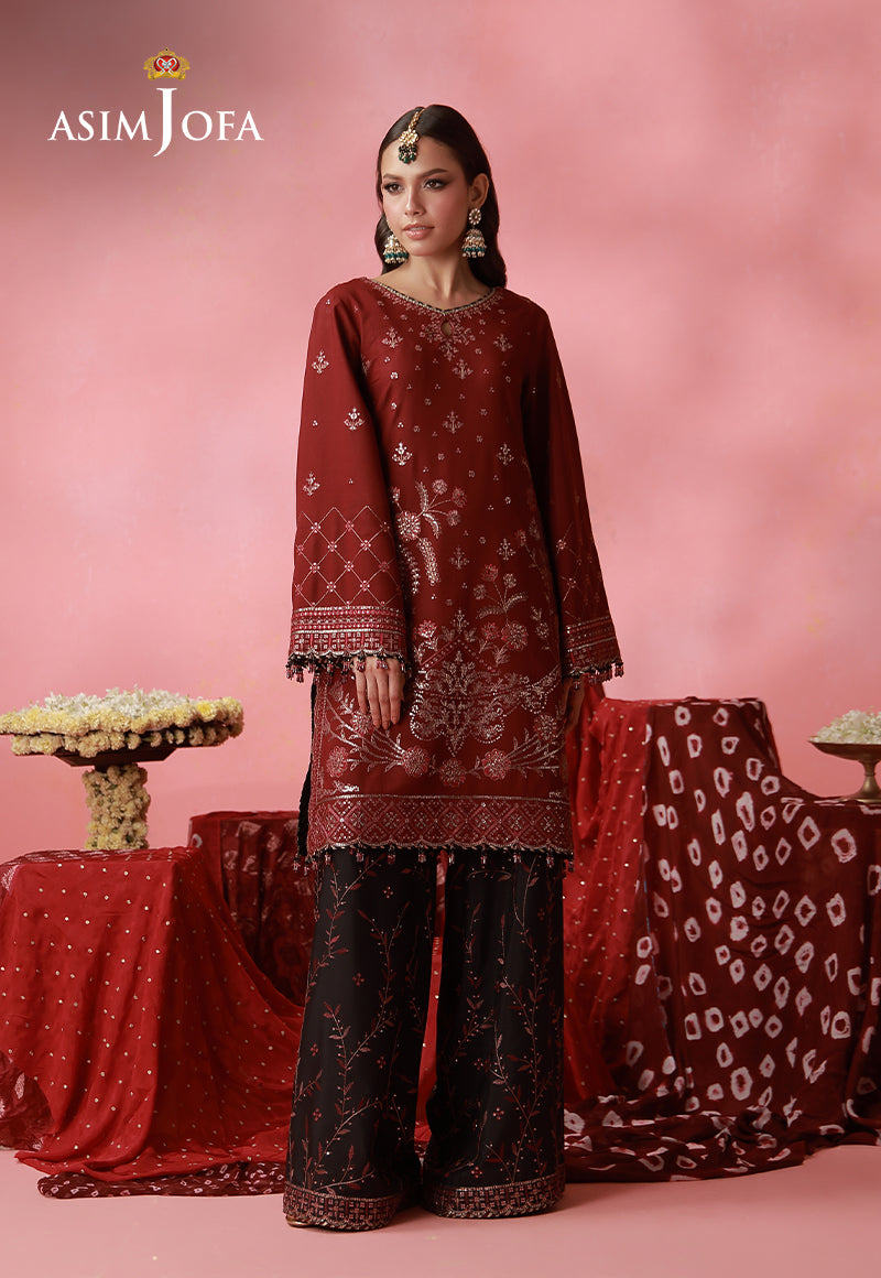 AJUFC-12 Embroidered Boski Silk Unstitched 2 Pcs
