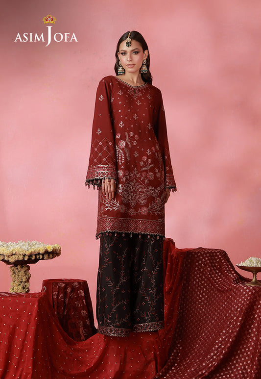 AJUFC-12 Embroidered Boski Silk Unstitched 2 Pcs
