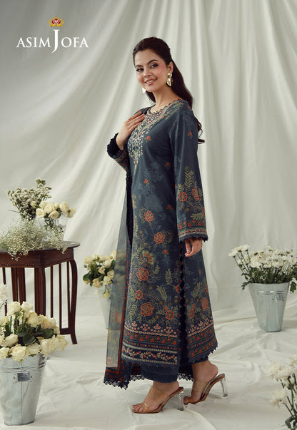 AJUBEP-01 Printed Embroidered Cambric Unstitched 3 Pcs