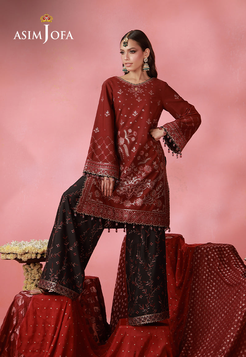 AJUFC-12 Embroidered Boski Silk Unstitched 2 Pcs