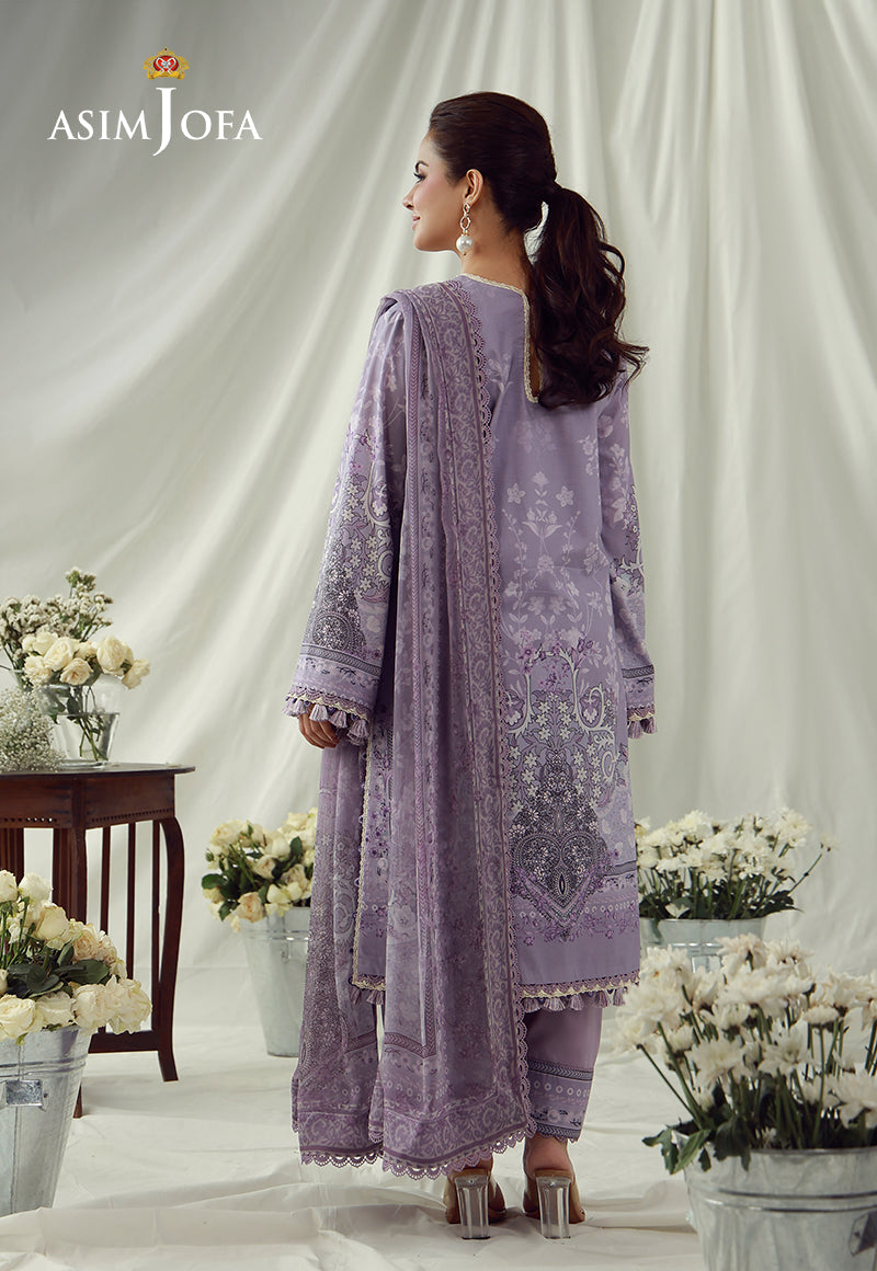AJUBEP-08 Printed Embroidered Cambric Unstitched 3 Pcs