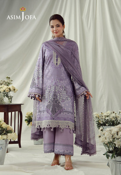 AJUBEP-08 Printed Embroidered Cambric Unstitched 3 Pcs