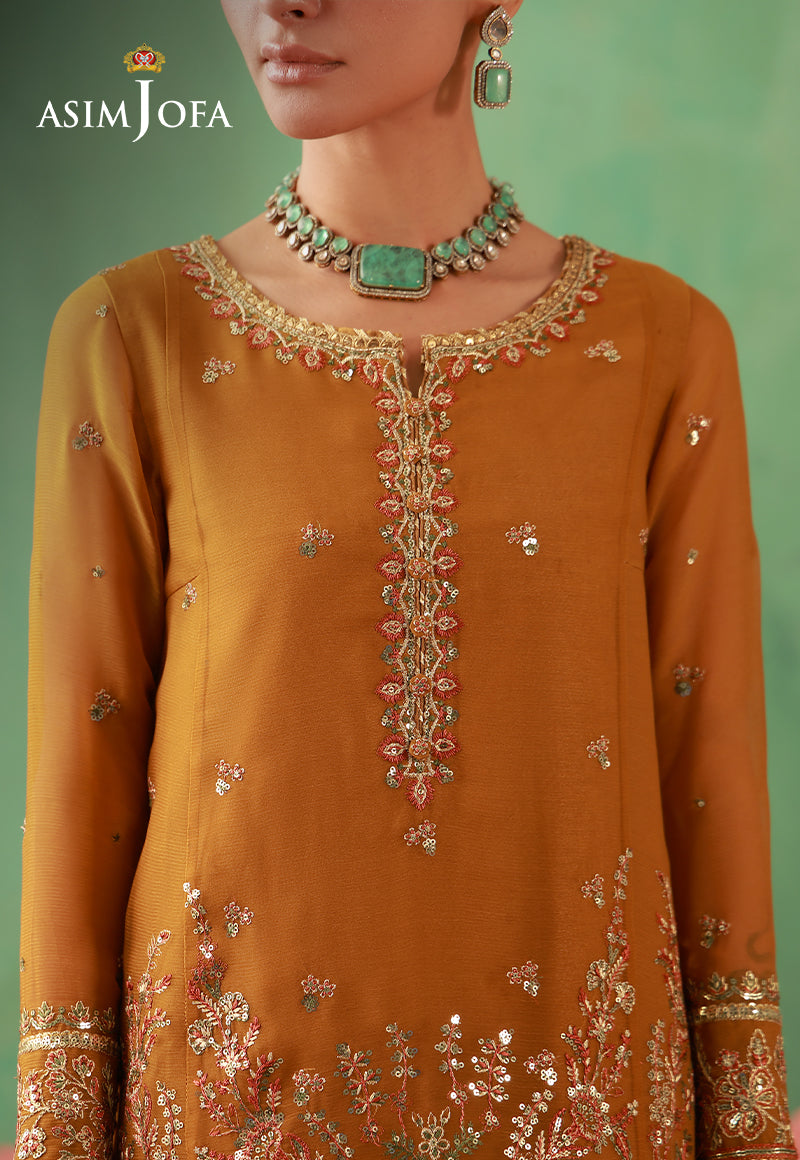 AJULFH-10 Embroidered Chiffon Unstitched 3 Pcs