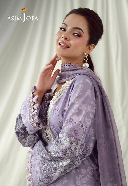 AJUBEP-08 Printed Embroidered Cambric Unstitched 3 Pcs
