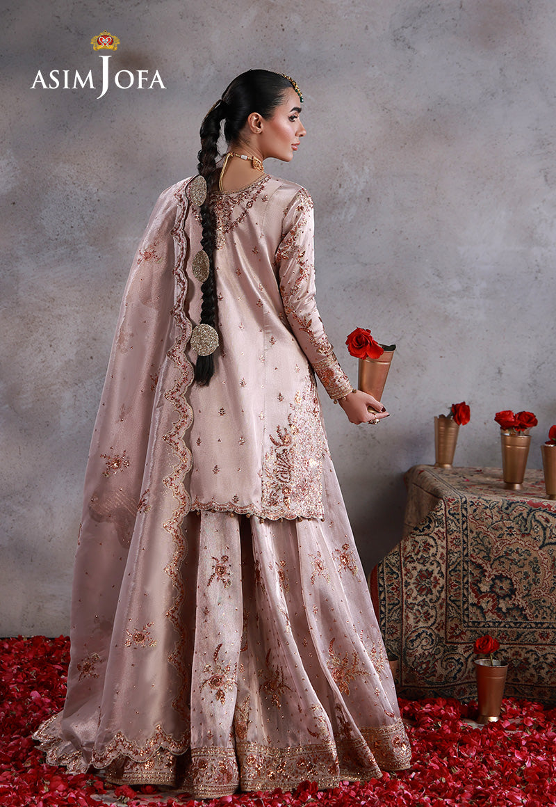 AJULN-15 Embroidered Zari Tissue Net Unstitched 3 Pcs