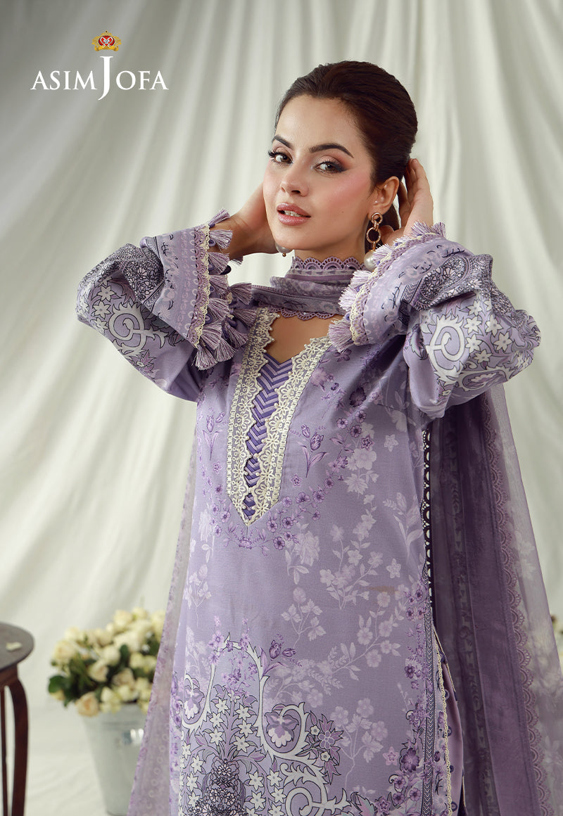 AJUBEP-08 Printed Embroidered Cambric Unstitched 3 Pcs