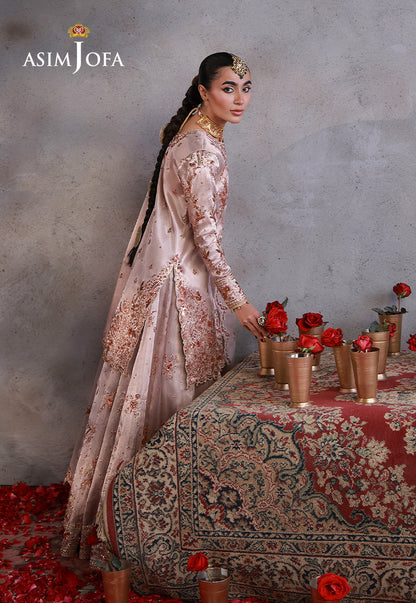 AJULN-15 Embroidered Zari Tissue Net Unstitched 3 Pcs