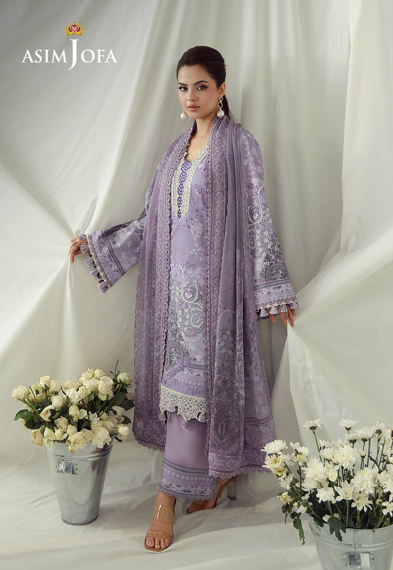 AJUBEP-08 Printed Embroidered Cambric Unstitched 3 Pcs