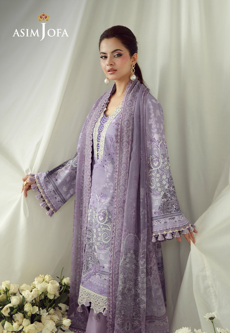 AJUBEP-08 Printed Embroidered Cambric Unstitched 3 Pcs