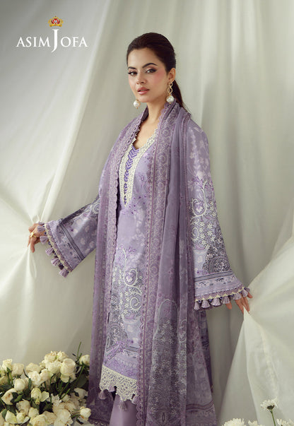 AJUBEP-08 Printed Embroidered Cambric Unstitched 3 Pcs