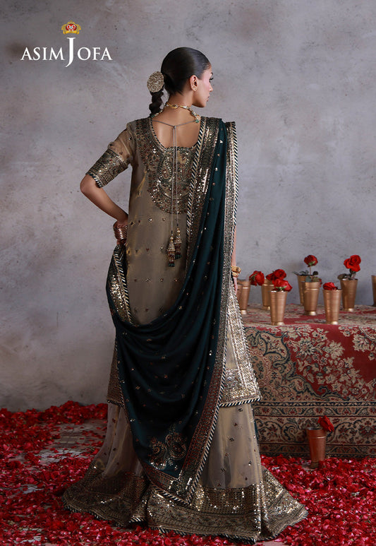 AJULN-19 Embroidered Zari Check Net Unstitched 3 Pcs