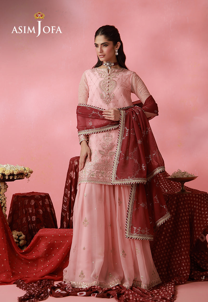AJUFC-21 Embroidered Chiffon Unstitched 3 Pcs