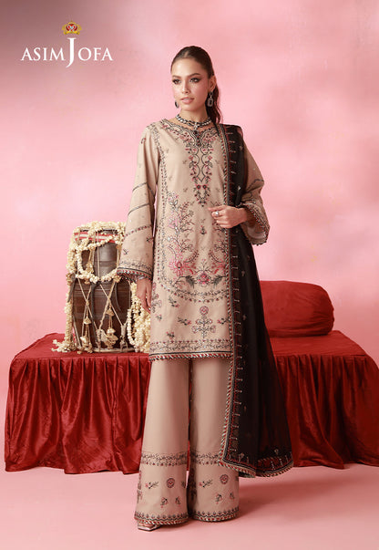 AJUFC-06 Embroidered Lawn Silk Unstitched 3 Pcs