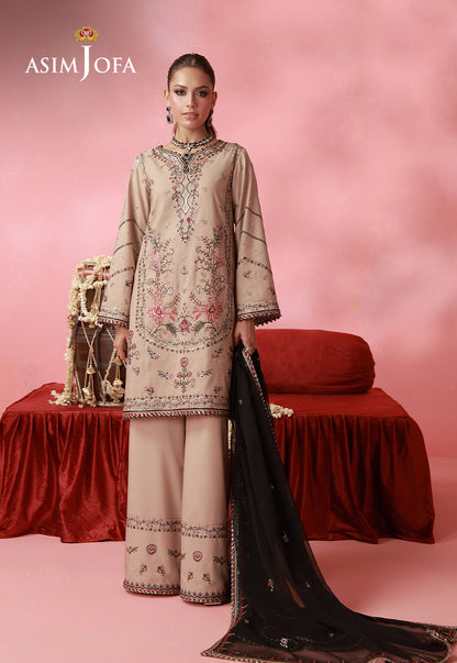 AJUFC-06 Embroidered Lawn Silk Unstitched 3 Pcs