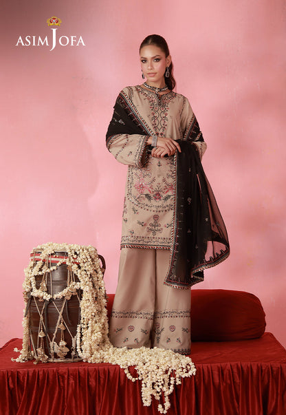 AJUFC-06 Embroidered Lawn Silk Unstitched 3 Pcs