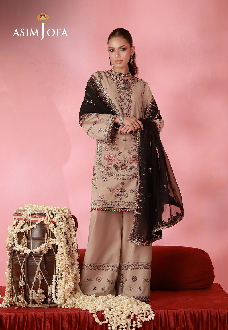 AJUFC-06 Embroidered Lawn Silk Unstitched 3 Pcs
