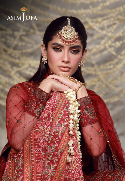 AJULFE-08 Embroidered Poly Net Unstitched 3 Pcs