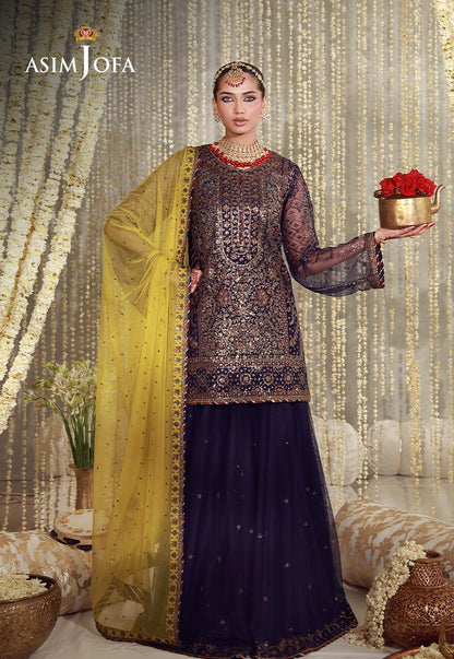 AJULFE-04 Embroidered Poly Net Unstitched 3 Pcs