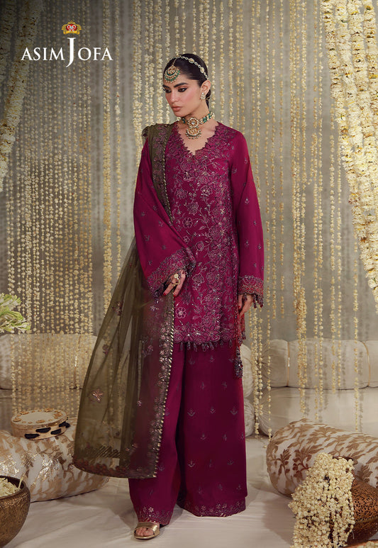 AJULFE-06 Embroidered Raw Silk Unstitched 3 Pcs