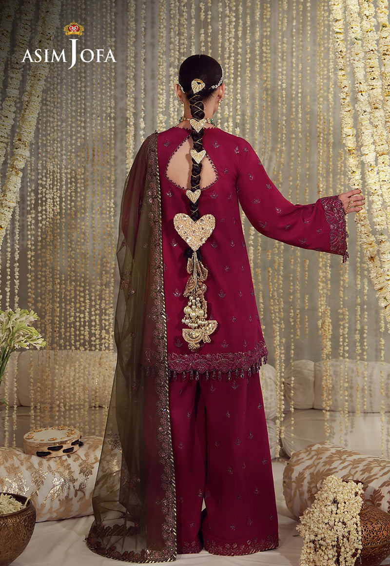 AJULFE-06 Embroidered Raw Silk Unstitched 3 Pcs