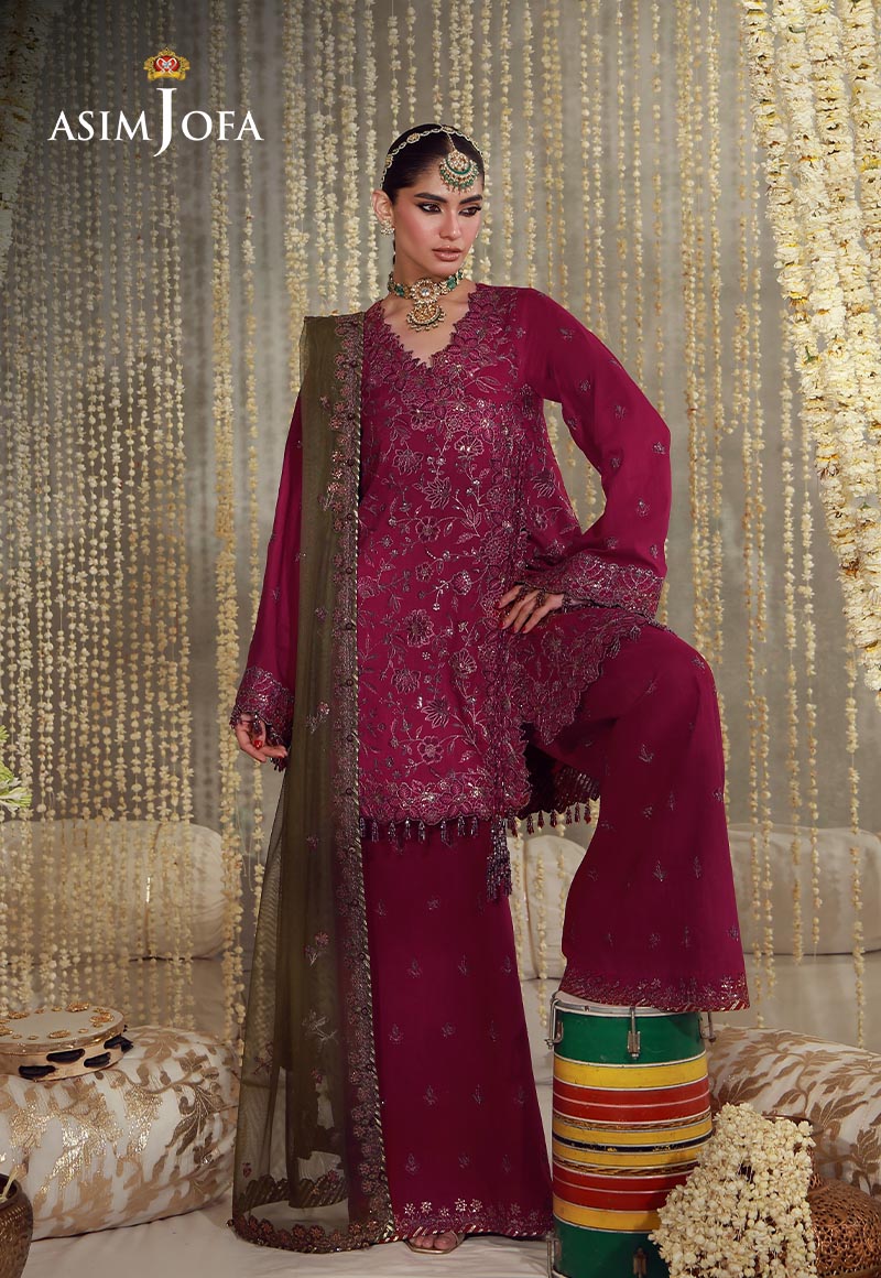 AJULFE-06 Embroidered Raw Silk Unstitched 3 Pcs