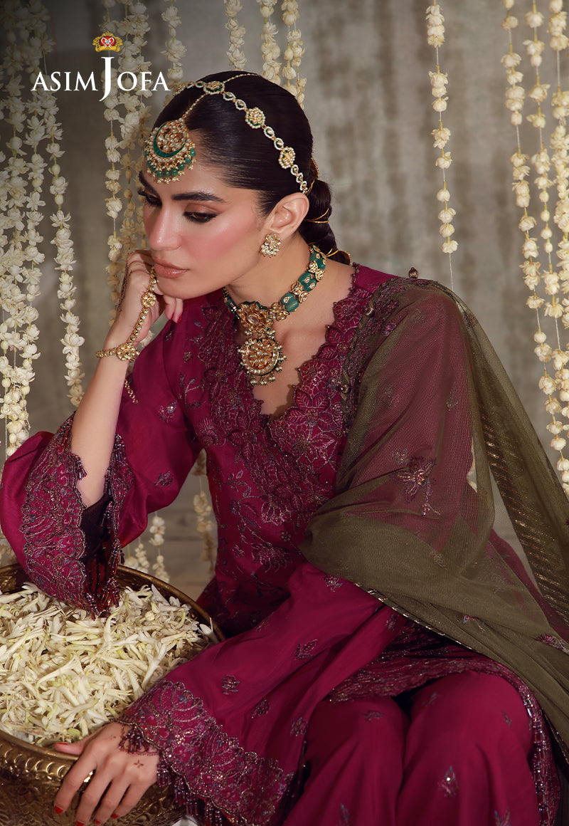 AJULFE-06 Embroidered Raw Silk Unstitched 3 Pcs
