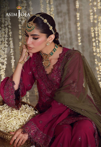 AJULFE-06 Embroidered Raw Silk Unstitched 3 Pcs